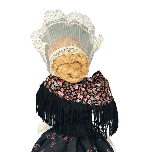 Vtg Handmade Straw Burlap Doll 12" Tan Blue Folk Art Collectible Rustic Decor - Picture 4 of 10